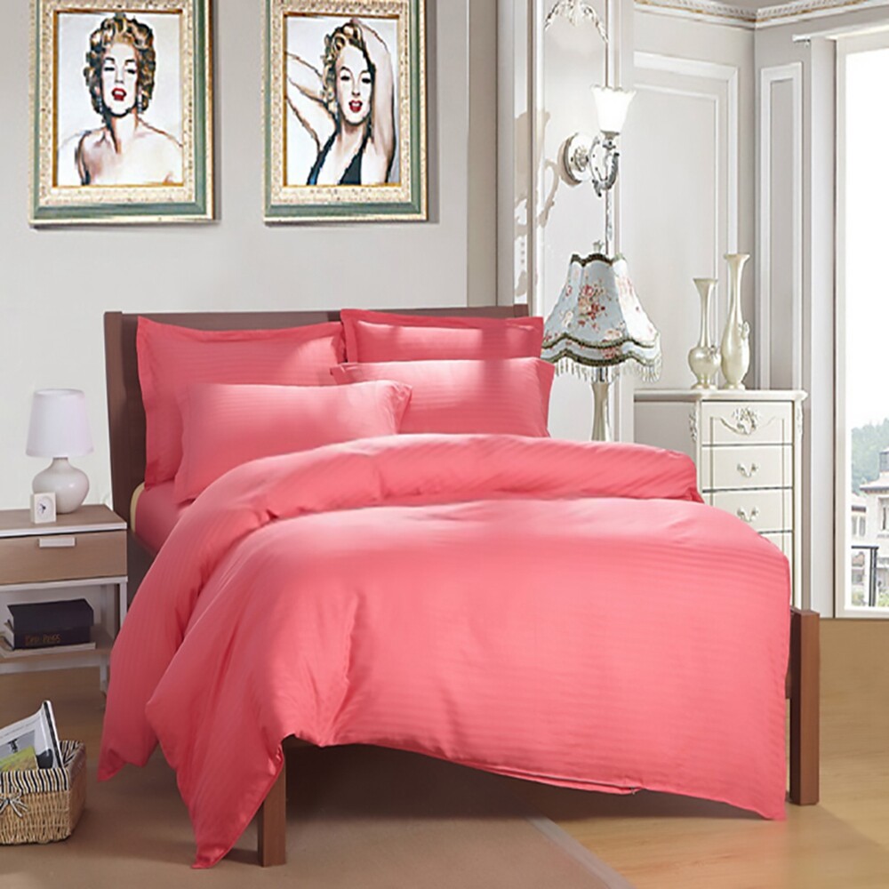 1000TC Striped Solid Doona Duvet Quilt Cover Set Double/Queen Super