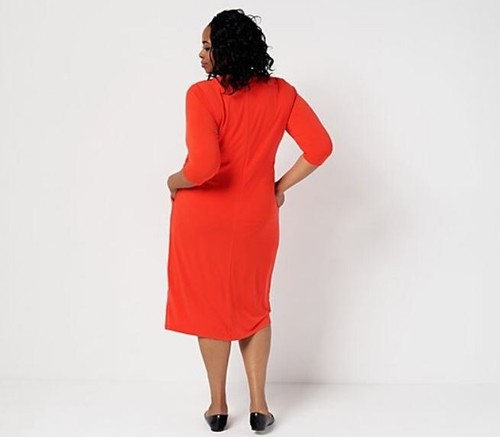 4 Sleeve Twist Front City Knit Dress 