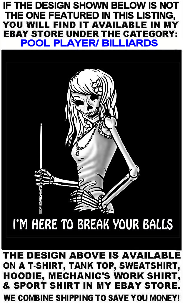 I'm Smiling That Alone Should Scare You Skeleton Girl 8 Ball Pool Player T-shirt image 9