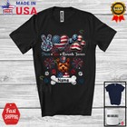Custom Name Peace Love Norwich Terriers, 4th Of July Usa Flag Patriotic T-Shirt
