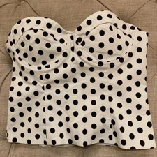 Luvalot Polka Black and White Pola dot Print Sweetheart Top, Size 6