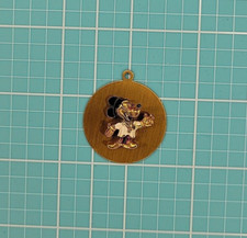 Walt Disney Productions Mickey Mouse Gold Tone Round Enamel Pendant 1.5"