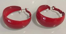 Red Hoop Earrings Pierced NWOT