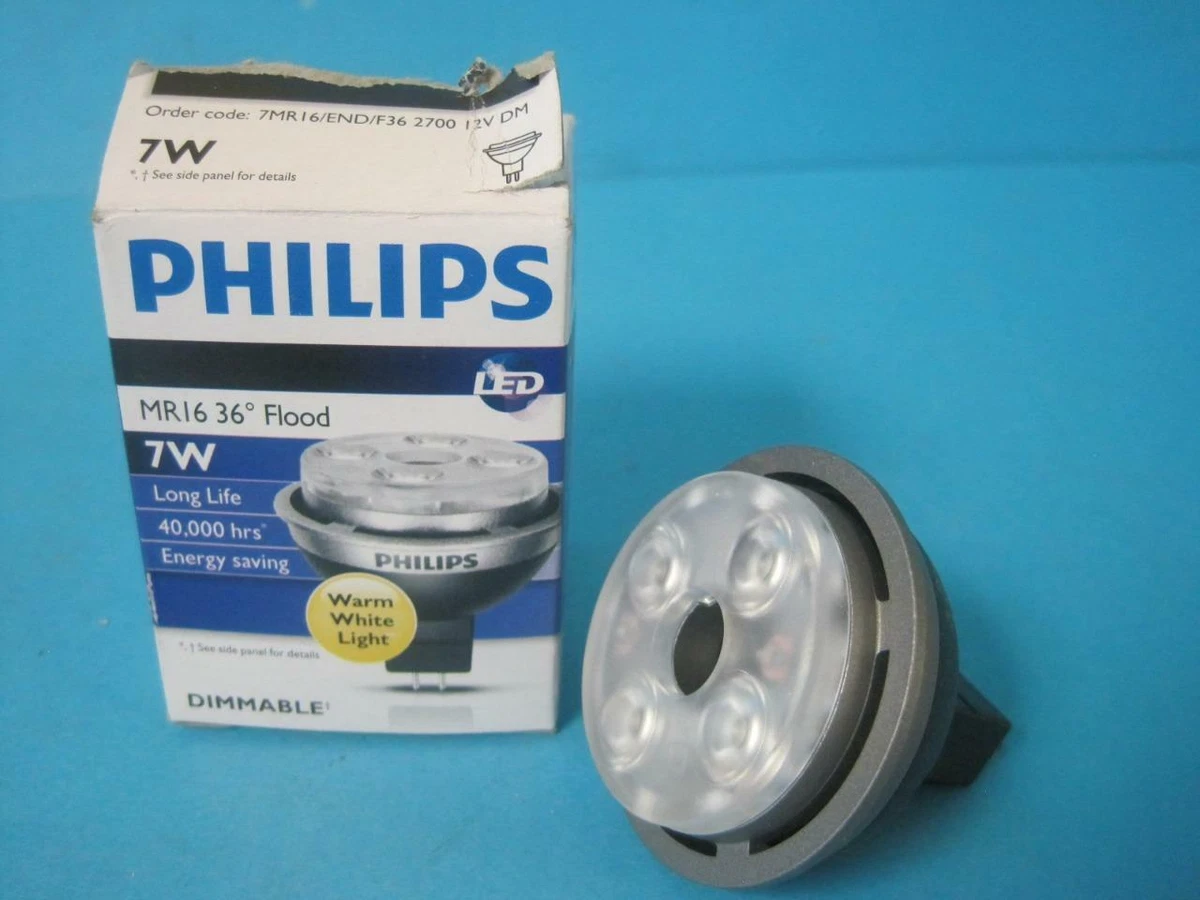 NEW PHILIPS LIGHT BULB LAMP MR16 7W 36 FLOOD WARM WHITE LIFE DIMMABLE 2700 12V