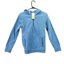 Boys All in Motion Blue Microfleece Pullover Hoodie Sweatshirt 1/4 Zip L 12-14 