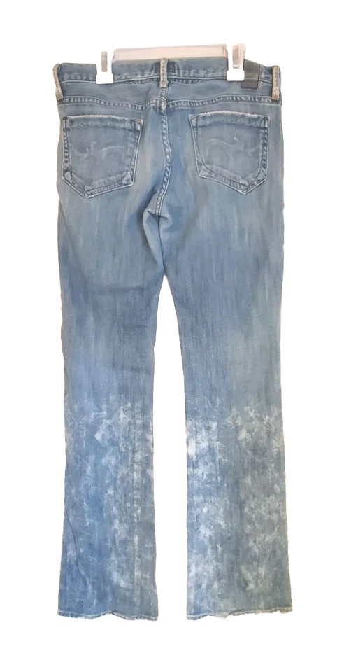 Denim suave lavado ligero envejecido tiro ultra bajo corte bota Gold Sign talla 27 Foto 3 de 4