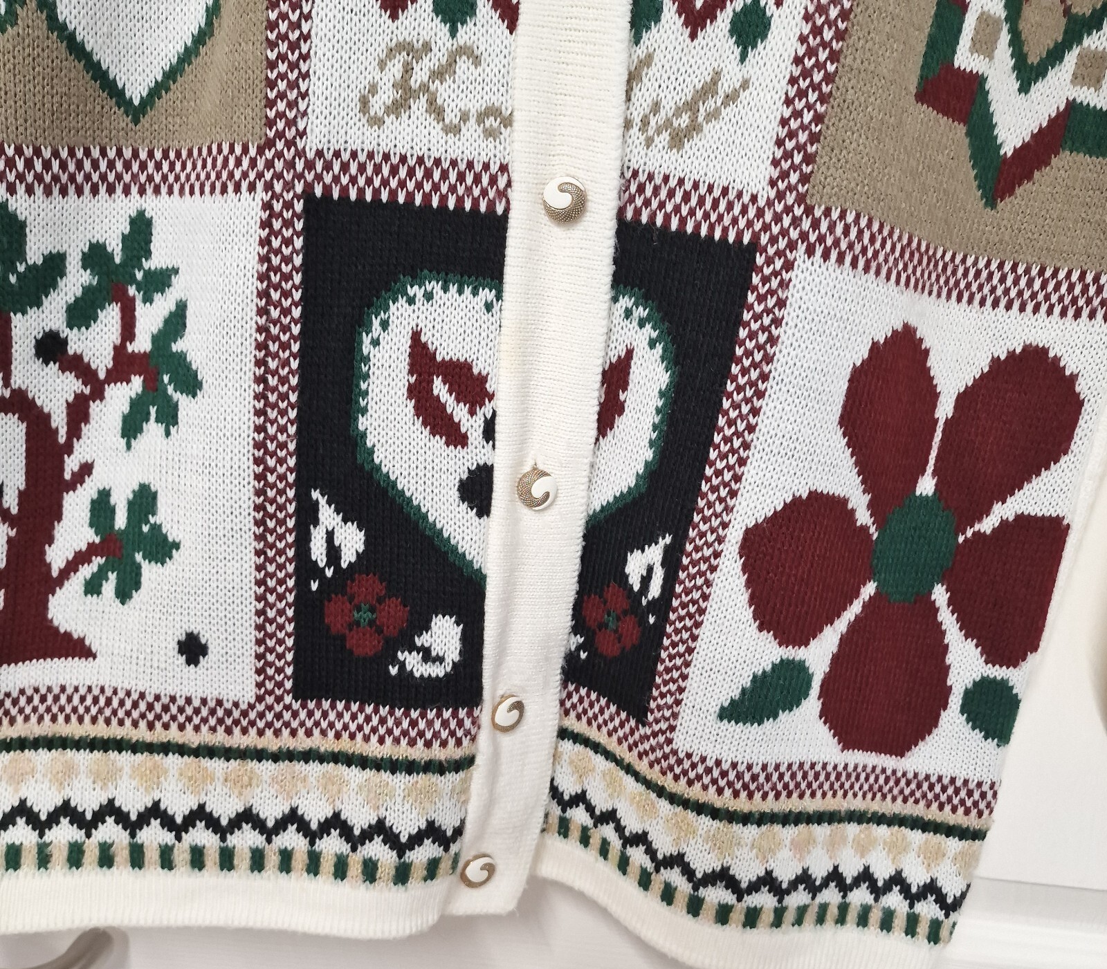 Vtg Basic Collection Xmas Nordic Patchwork Cardig… - image 11