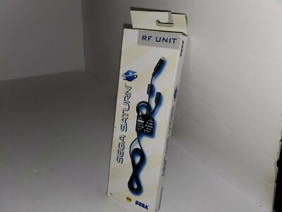 NEW W/CREASED BOX OFFICIAL SEGA SATURN RF RFU TV CORD SWITCH CABLE ORIGINAL