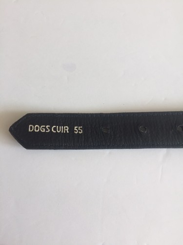 NEW BLACK LEATHER WAVY DESIGN 21" DOG COLLAR MADE IN FRANCE - Picture 4 of 5