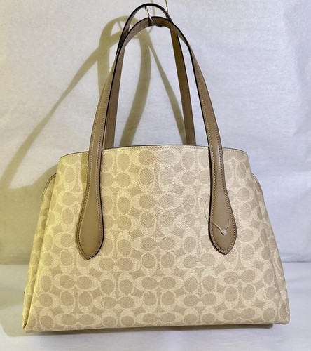 COACH Signature Lora Carry All Tote Bag, Sand Taupe - Picture 3 of 7