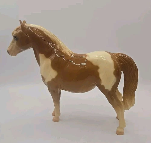 Vintage Breyer Shetland Pony Pinto Horse Mark on Belly with C Hess Brown & White