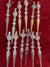 Vintage Iridescent Icicle Christmas Ornaments Acrylic  5” Long Set Of 24 Pieces