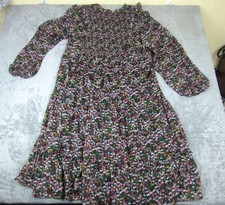 Draper James Long Sleeve Smocked Tiered Dress Green Multicolor Floral Size 2X
