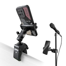Short Aluminum Arm Clip Phone Holder, Desk, Pole, Pipe, Boom, Mic Stand, 4-7