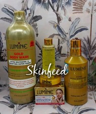 4pcs LUMINE Gold Body Wash  Lotion 400ml  Serum  Face Cream