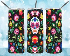 Brat Style Sugar Skull Floral Tumbler - 20 oz Stainless Steel