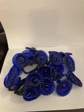 Vintage Cobalt Blue Blown Glass Flower arrangement READ DISCRIPTION 