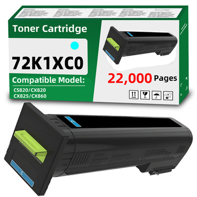 72K1XC0 Cyan Toner Cartridge Compatible for Lexmark CS820 CX820 CX825 CX860