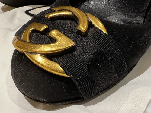 GUCCI double G logo black suede fringe marmont pumps shoes size 36 6 - Picture 9 of 9