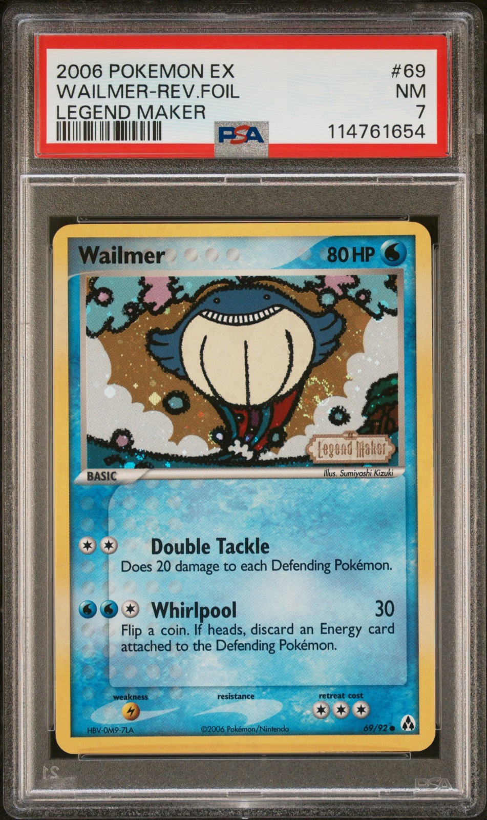 2006 POKEMON EX LEGEND MAKER WAILMER #69 REVERSE PSA 7 NM #114761654 (SWIRL)