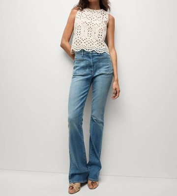 Veronica Beard beverly patch - pocket skinny - flare jean Seawater Stone