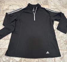 Adidas Golf Women's Track 1/4 Zip Jacket Large Black White Stripes Comfort Light