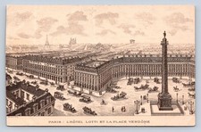Vintage Paris Place Vendôme Hotel Lotti Postcard Georges Michaud Engraving