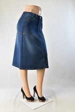Women 28" length Skirt stretch loycell denim A-line dark wash WG-79436