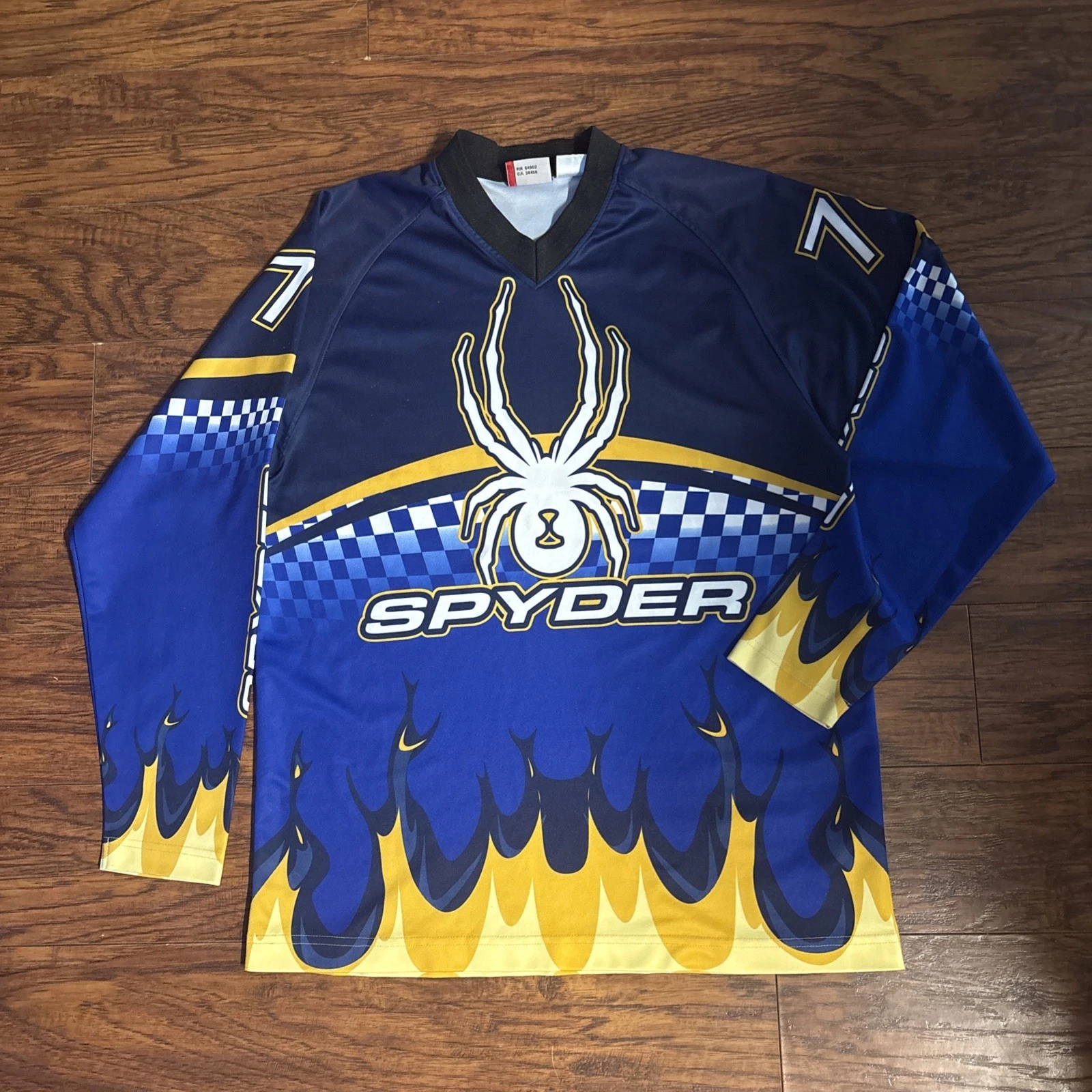 Vintage 2000s Spyder All Over Print Motorsports Racing Jersey Shirt Sz14 Y2K