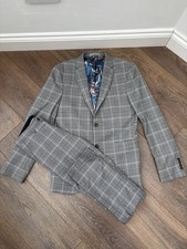 Next Tailoring 2-Piece Skinny Fit Grey Check Suit 38R 30W 33L