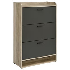 Denia 3-Tier Antique Pine and Grey Shoe Stora...