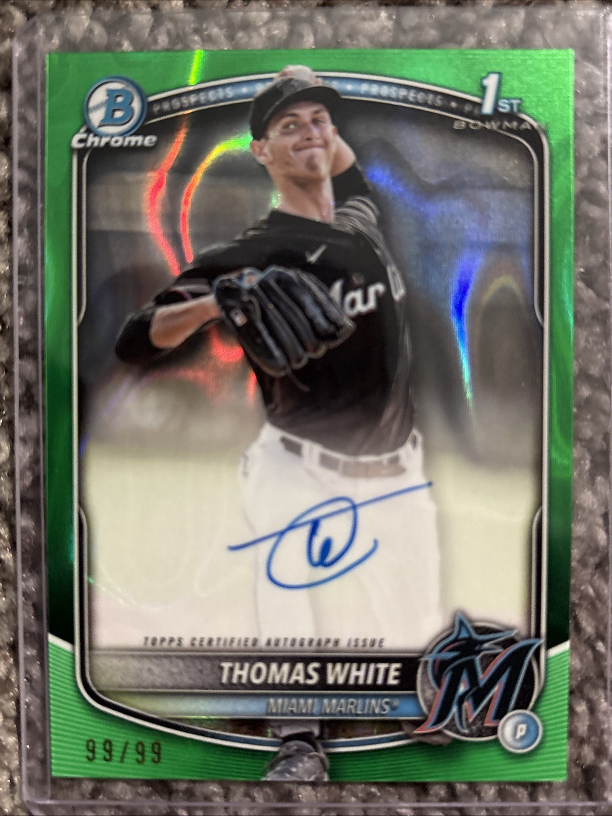 2025 Bowman Chrome 1st Prospects Thomas White Auto /99 Green Lava #CPATW Bookend