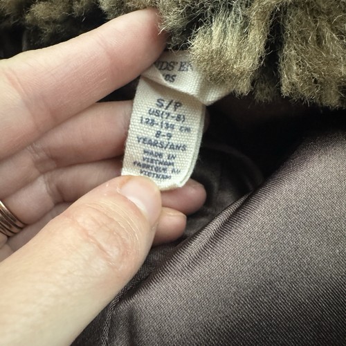 Lands End Kids Faux Fur Sleeveless Open Vest Brown Acrylic Girls Sz Small 7/8 - Picture 7 of 11