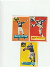 Lot of 3 1956 Topps Football inc #108 Shaw, #5 Webster, #59 Hill  (Nice)