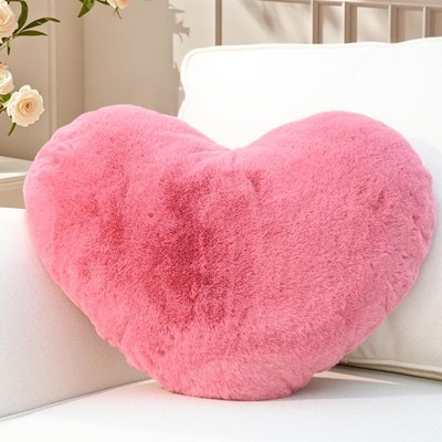 Valentines Day Heart Pillow, Bright Pink Heart Shape Pillow Cuddle Pillow, Love Z...