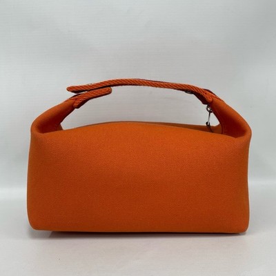 Hermès Orange Canvas Toiletry Pouch Handheld Bag Almost Brand NEW
