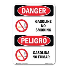 Gasoline No Smoking Bilingual ANSI Danger Sign Metal Plastic Decal