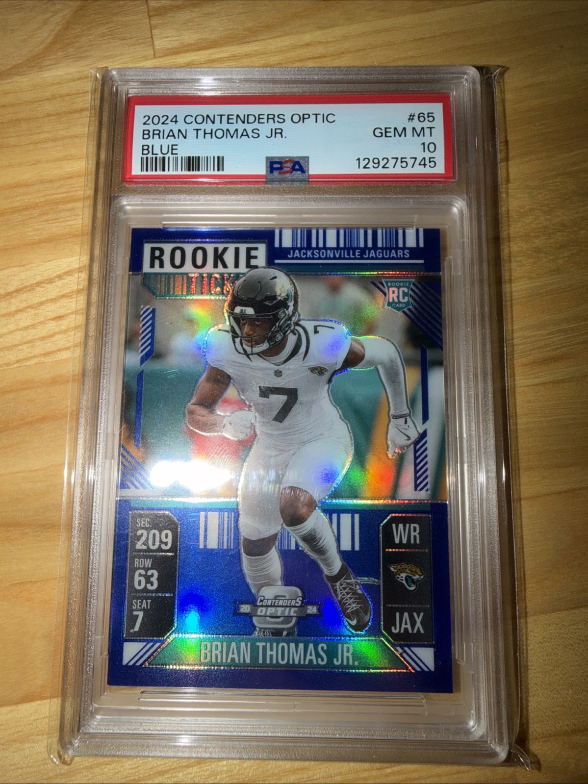 2024 Panini Contenders Optic - Rookie Ticket Brian Thomas Jr. #65 Blue Prizm /99