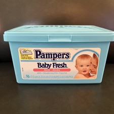 Pampers Vintage Baby Wipes Container Baby Fresh Blue Empty Movie prop