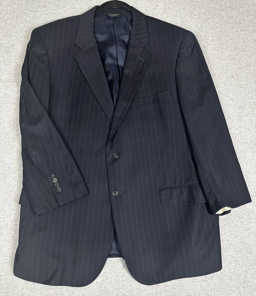 Jos. A. Traje de banco para hombre 46R azul marino a rayas lana 2 piezas colección exclusiva Foto 2 de 4