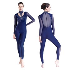 Women Dancewear Dance Leotard Gymnastics Jumpsuit Playsuit Bodysuit Mesh Back