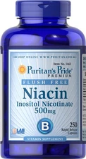 Puritan's Pride Flush Free Niacin 500 mg - 250 Capsules