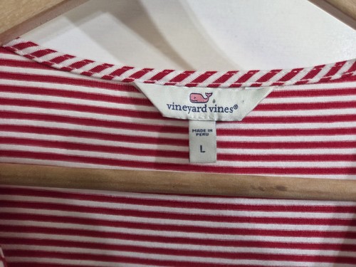 Pagliaccetto a righe Vineyard Vines Pima misto cotone rosso e bianco taglia L ottimo - Foto 6 di 11