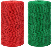 Red Green Jute Twine, 328 Feet X 2 Rolls 2Mm Colored Christmas Twine String for