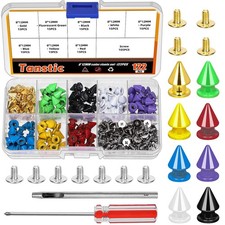 122 PCS Metal Spikes Studs Kit 8x12mm Bullet Cone Screw Back Leather Craft