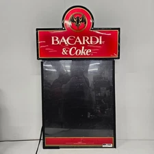 Bacardi Rum & Coke Light Up Bar Sign Menu Board (working) apx 33" x 17"