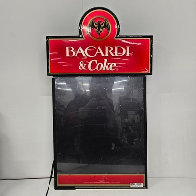 Bacardi Rum & Coke Light Up Bar Sign Menu Board (working) apx 33'' x 17''