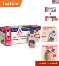 Delicious Milk Chocolate High Protein Shake - 1g Sugar, 2g Net Carbs, 12 Bottles