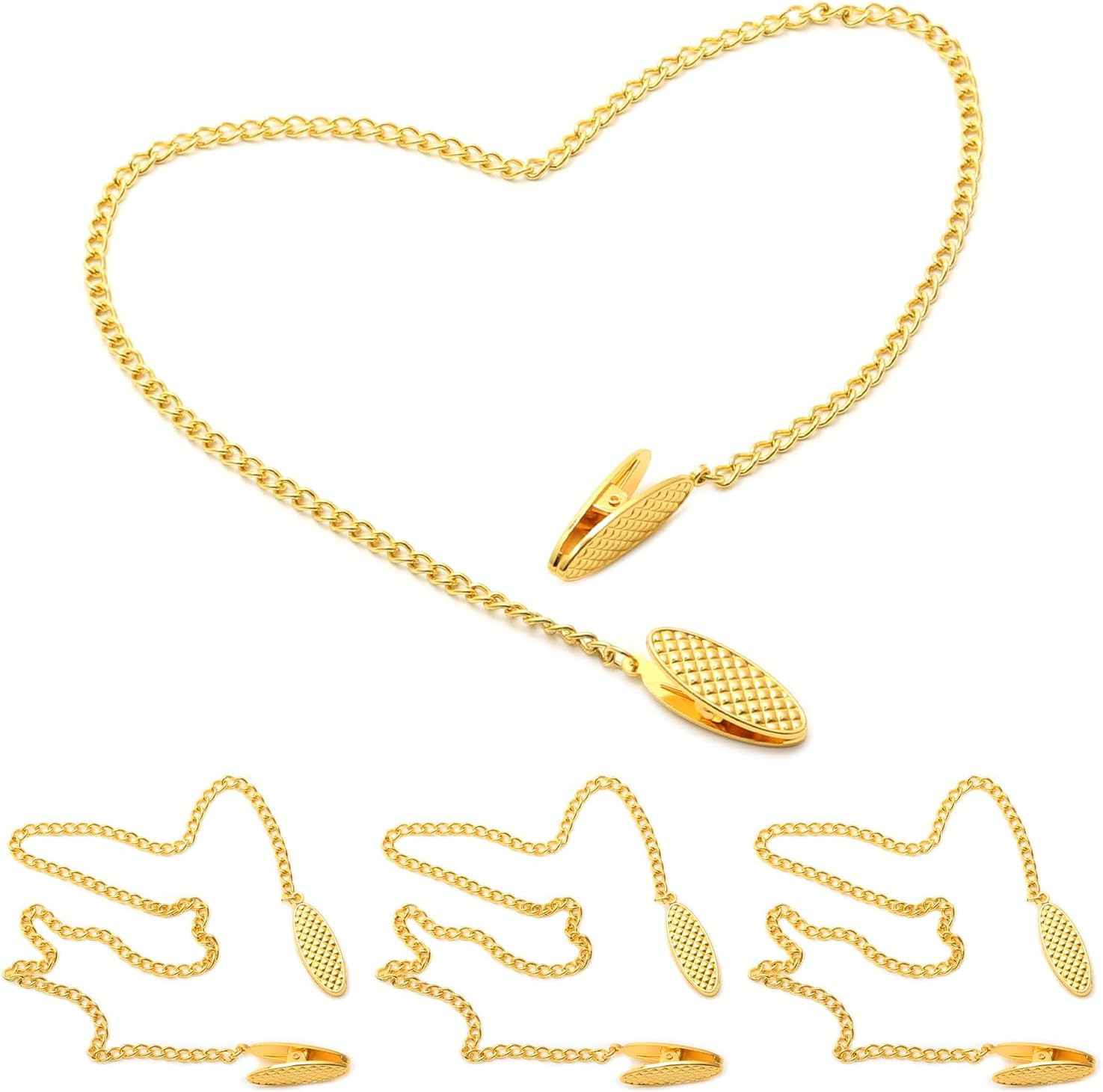 4 Pcs Napkin Chain with Clip Gold, Personal Serviette Chain with Clips, Elegan