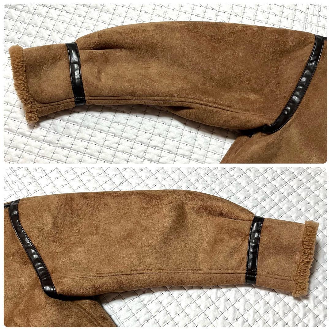 AMERI S Shearling Flight Jacket Brown Faux Mouton… - image 14